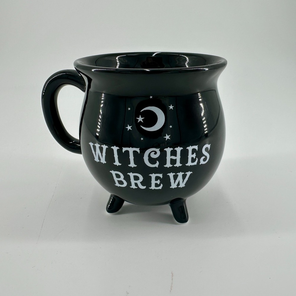 Witches Brew Cauldron Mug | Black Ceramic Halloween Coffee Cup | Microwave Safe